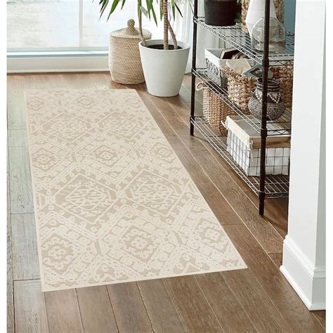 allen + roth 2 X 5 (ft) Taupe Neutral Indoor Floral/Botanical 